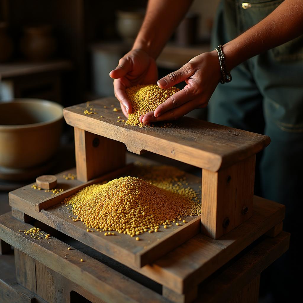 Traditional wooden ghani for oil extraction